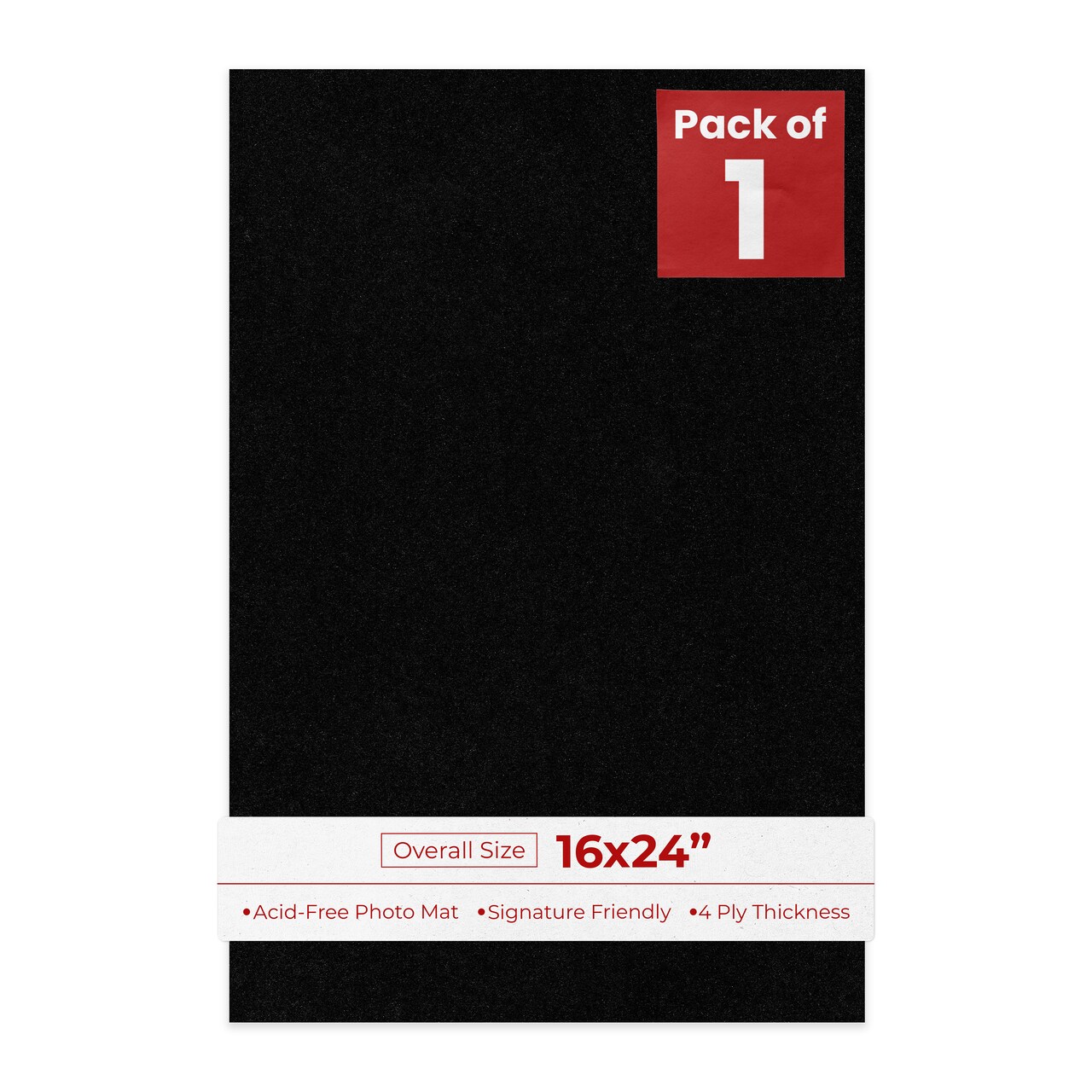 Black with Black Core 16x24 Uncut Mat Board - Blank Sheets, No Opening